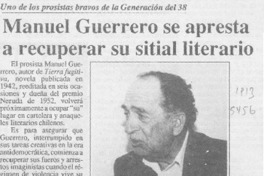 Manuel Guerrero se apresta a recuperar su sitial literario