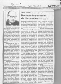 Nacimiento y muerte de Nicomedes  [artículo] Emilio Oviedo.