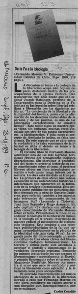 De la fe a la ideología  [artículo] Carlos Cousiño.