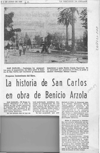 La Historia de San Carlos en obra de Benicio Arzola  [artículo].