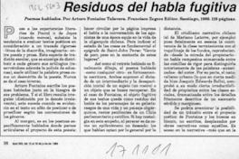 Residuos del habla fugitiva  [artículo] Roberto Merino.