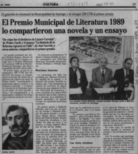 El Premio Municipal de literatura 1989 lo compartieron una novela y un ensayo  [artículo].