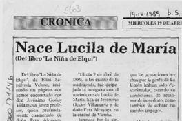 Nace Lucila de María  [artículo].