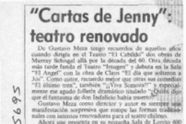 "Cartas de Jenny", teatro renovado  [artículo] Wilfredo Mayorga.