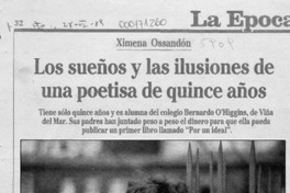 Los sueños y las ilusiones de una poetisa de quince años  [artículo] Berta Morales.