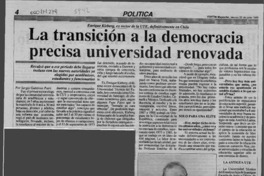 La transición a la democracia precisa universidad renovada  [artículo] Sergio Gutiérrez Patri.