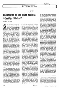 Nicaragua de los años treinta, "Castigo divino"  [artículo] Agata Gligo.