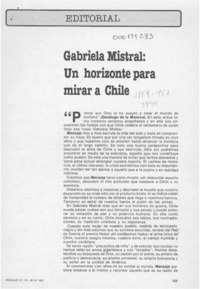 Gabriela Mistral, un horizonte para mirar a Chile  [artículo].