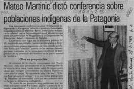 Mateo Martinic dictó conferencia sobre poblaciones indígenas de la Patagonia  [artículo].
