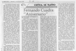 Fernando Cuadra, "Aniversario"  [artículo] Agustín Letelier.