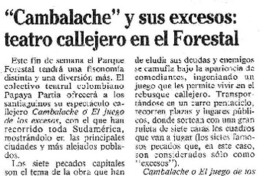 "Cambalache" y sus excesos, teatro callejero en el Forestal  [artículo].