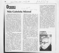 Más Gabriela Mistral  [artículo] Andrés Sabella.