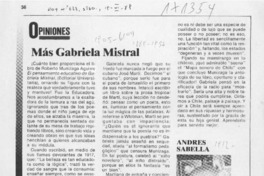 Más Gabriela Mistral  [artículo] Andrés Sabella.