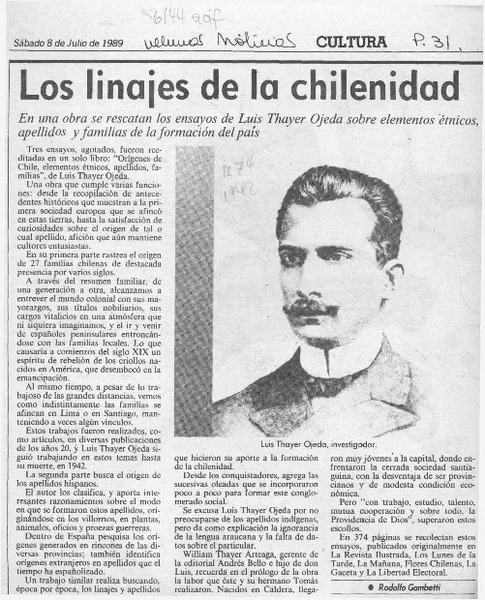Los linajes de la chilenidad  [artículo] Rodolfo Gambetti.