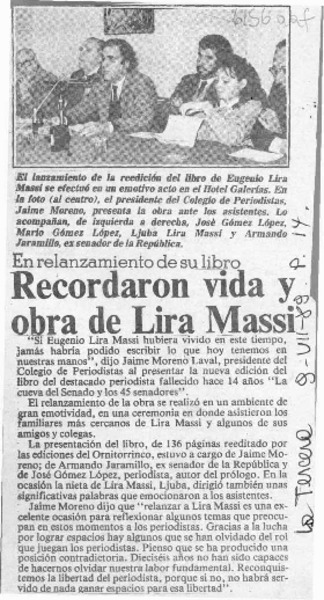 Recordaron vida y obra de Lira Massi