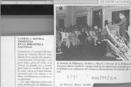 Gabriela Mistral presencia en la Biblioteca Nacional  [artículo].