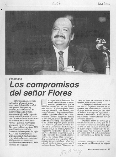Los compromisos del señor Flores  [artículo] Andrés Asenjo.