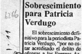Sobreseimiento para Patricia Verdugo  [artículo].