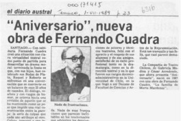 "Aniversario", nueva obra de Fernando Cuadra  [artículo].