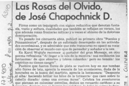 Las rosas del olvido, de José Chapochnick D.  [artículo] Adolfo Schwarzenberg.