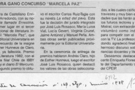 Profesora ganó concurso "Marcela Paz"  [artículo].
