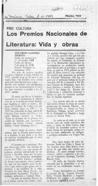 Los Premios Nacionales de Literatura, vida y obras  [artículo].