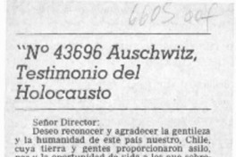 No 43696 Auschwitz, testimonio del holocausto