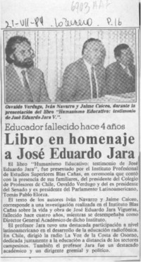 Libro en homenaje a José Eduardo Jara