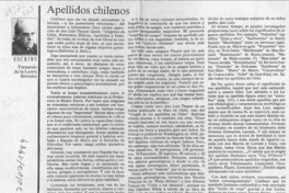 Apellidos chilenos  [artículo] Fernando de la Lastra Bernales.
