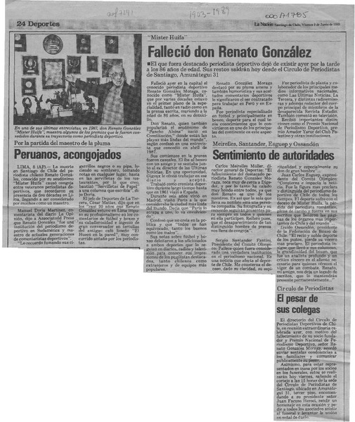 Falleció don Renato González  [artículo].