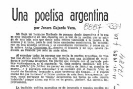 Una poetisa argentina  [artículo] Jenaro Gajardo Vera.