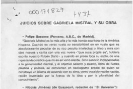 Juicios sobre Gabriela Mistral y su obra  [artículo].