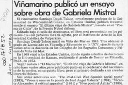 Viñamarino publicó un ensayo sobre obra de Gabriela Mistral  [artículo].