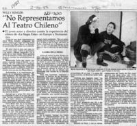 Willy Semler, "No representamos al teatro chileno"  [artículo].