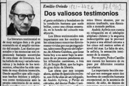Dos valiosos testimonios  [artículo] Emilio Oviedo.