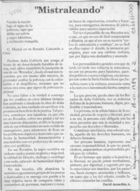 "Mistraleando"  [artículo] David Arancibia A.