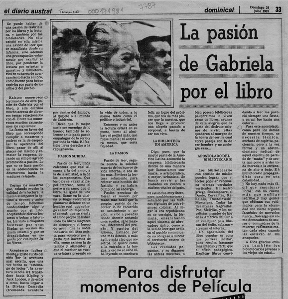 La Pasión de Gabriela por el libro  [artículo].