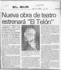 Nueva obra de teatro estrenará "El Telón"  [artículo].
