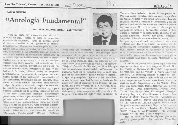 "Antología fundamental"  [artículo] Wellington Rojas Valdebenito.