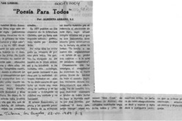 "Poesía para todos"  [artículo] Alberto Arraño.