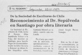 Reconocimiento al Dr. Sepúlveda en Santiago por obra literaria  [artículo].