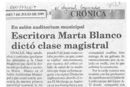 Escritora Marta Blanco dictó clase magistral  [artículo].