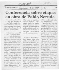 Conferencia sobre etapas en obra de Pablo Neruda  [artículo].