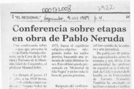 Conferencia sobre etapas en obra de Pablo Neruda  [artículo].