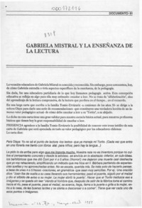 Gabriela Mistral y la enseñanza de la lectura  [artículo].