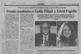Premio académico a Emilio Filippi y Astrid Fugellie  [artículo].
