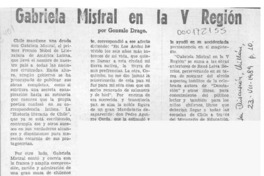Gabriela Mistral en la V región  [artículo] Gonzalo Drago.
