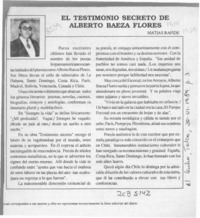 El testimonio secreto de Alberto Baeza Flores  [artículo] Matías Rafide.