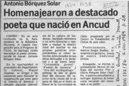 Homenajearon a destacado poeta que nació en Ancud  [artículo].