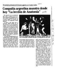 Compañía argentina muestra desde hoy "La lección de anatomía"  [artículo].
